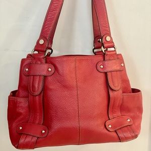 B Makowsky Red Leather Shoulder Bag